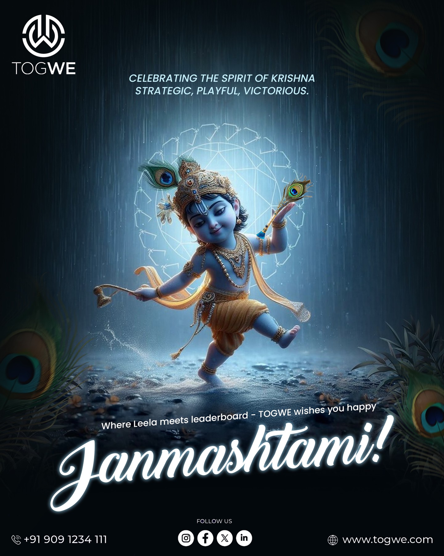 Happy Janmashtami! At TOGWE, we celebrate the play, the plan, and the power to win —  in life and on the leaderboard. 
#Janmashtami2025 #TogweCelebrates #StrategicPlay