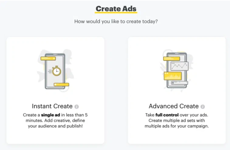 Overview of Create Ads dashboard on Snapchat