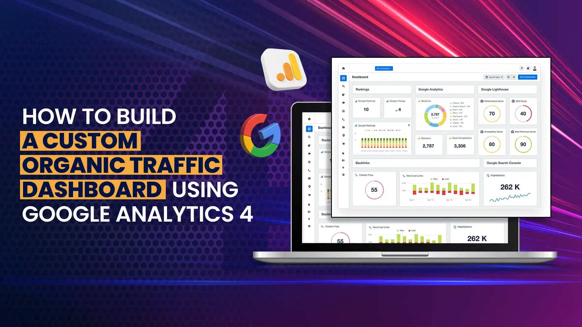 How to Build a Custom Organic Traffic dashboard Using Google Analytics 4 | blog banner